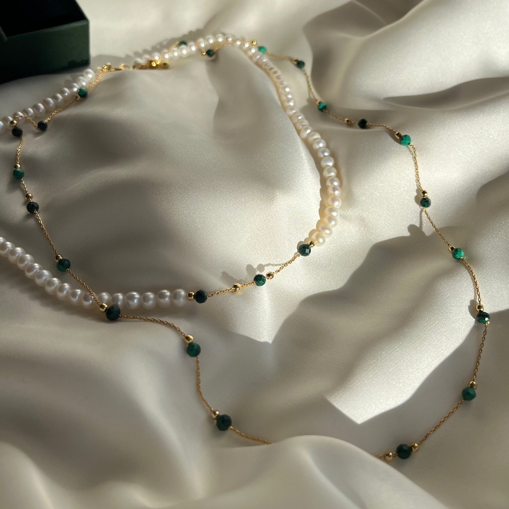 Colier Chloe - Malachit natural