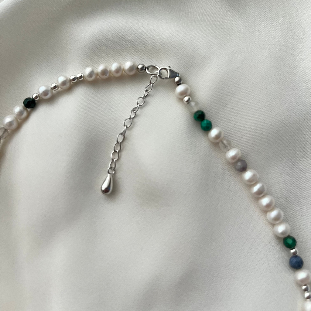 Colier Unic S - Perle de cultură și pietre semiprețioase