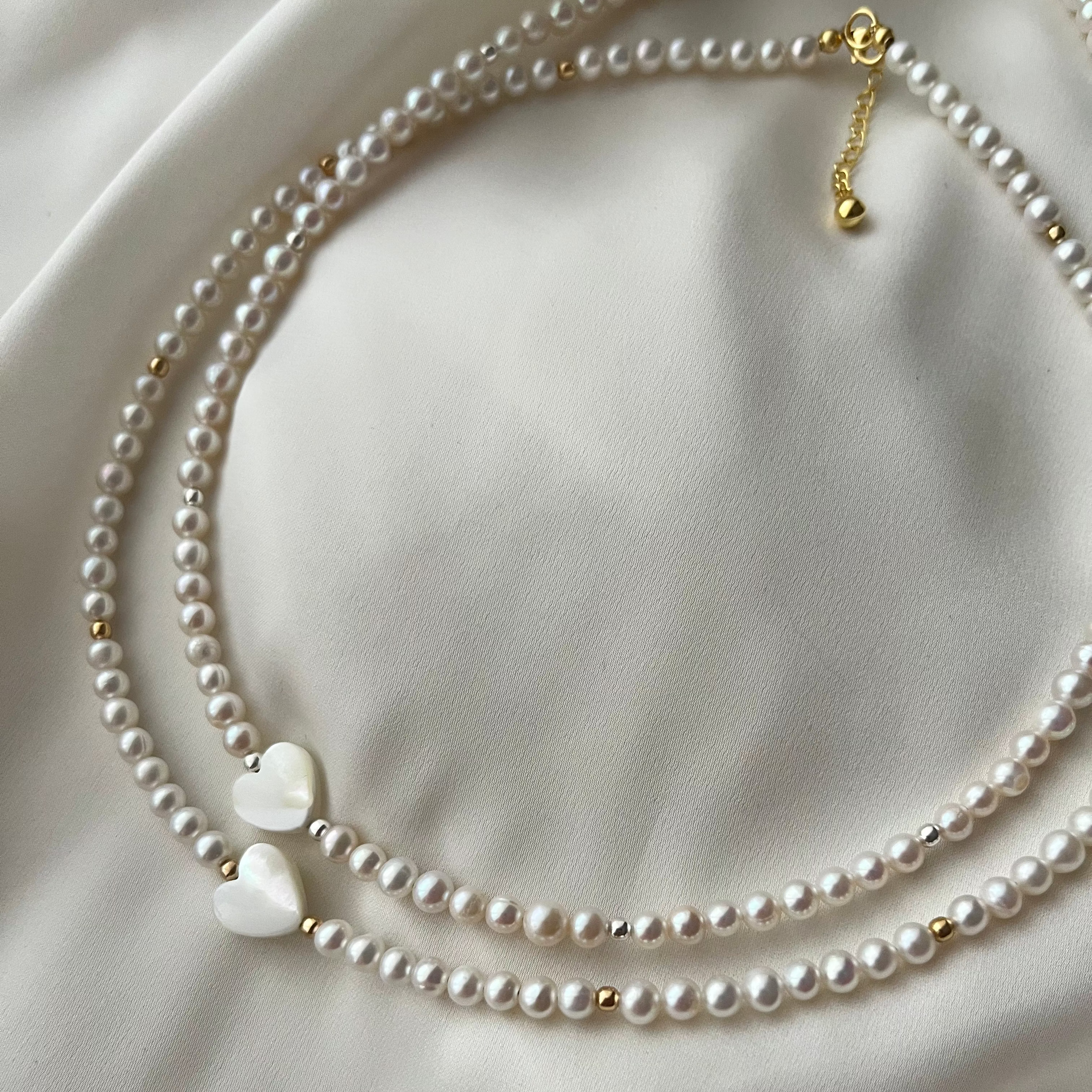 Colier Heart - perle de cultură și argint