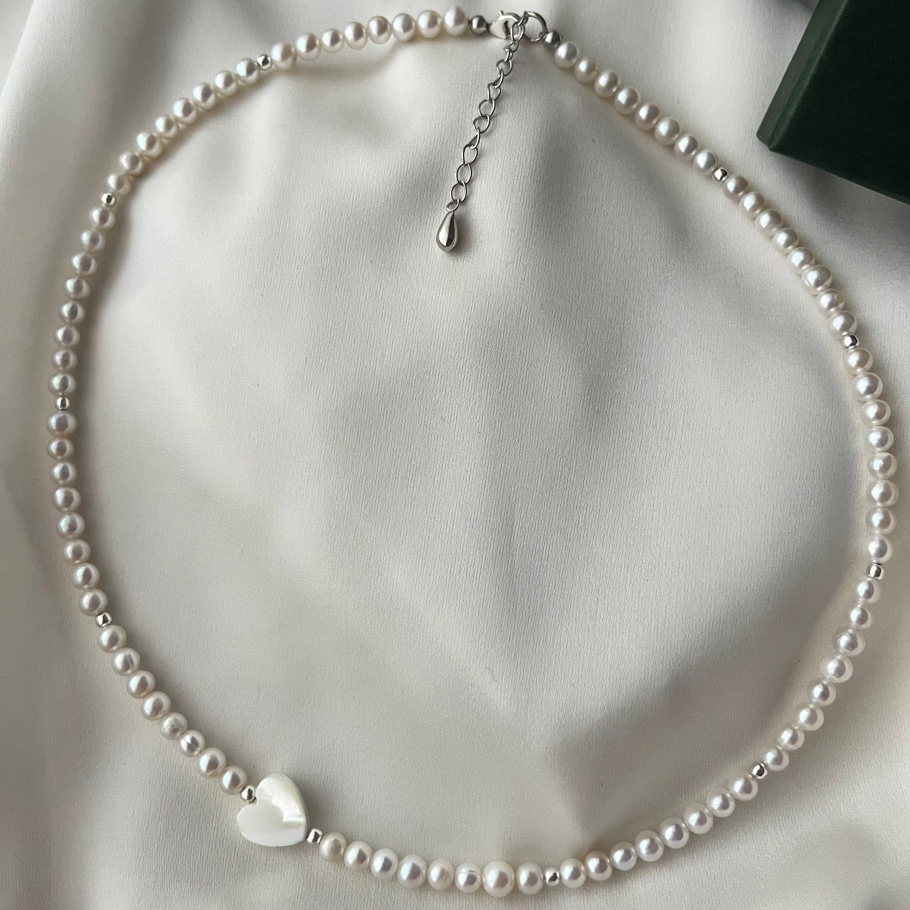 Colier Heart - perle de cultură și argint